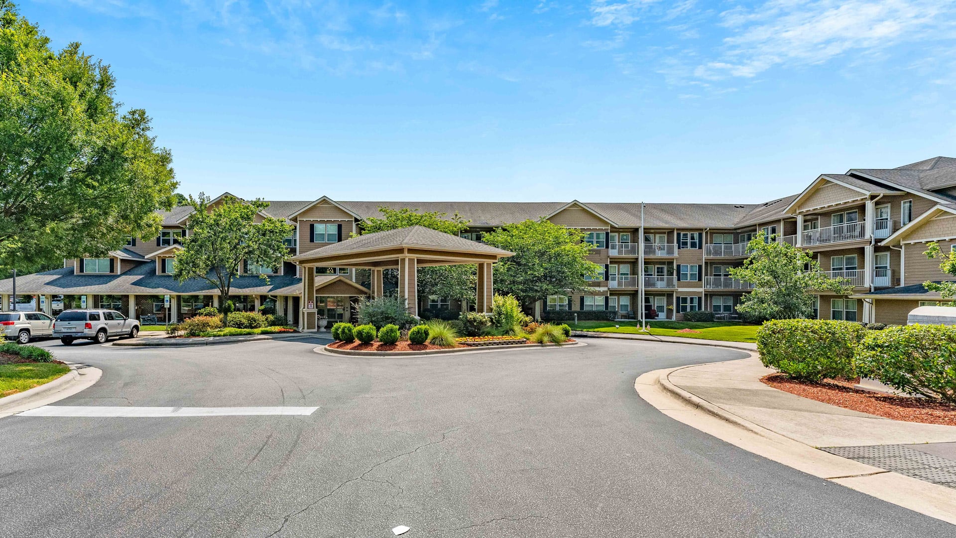 Exterior view of The Lodge at Wake Forest Gracious Retirement Living