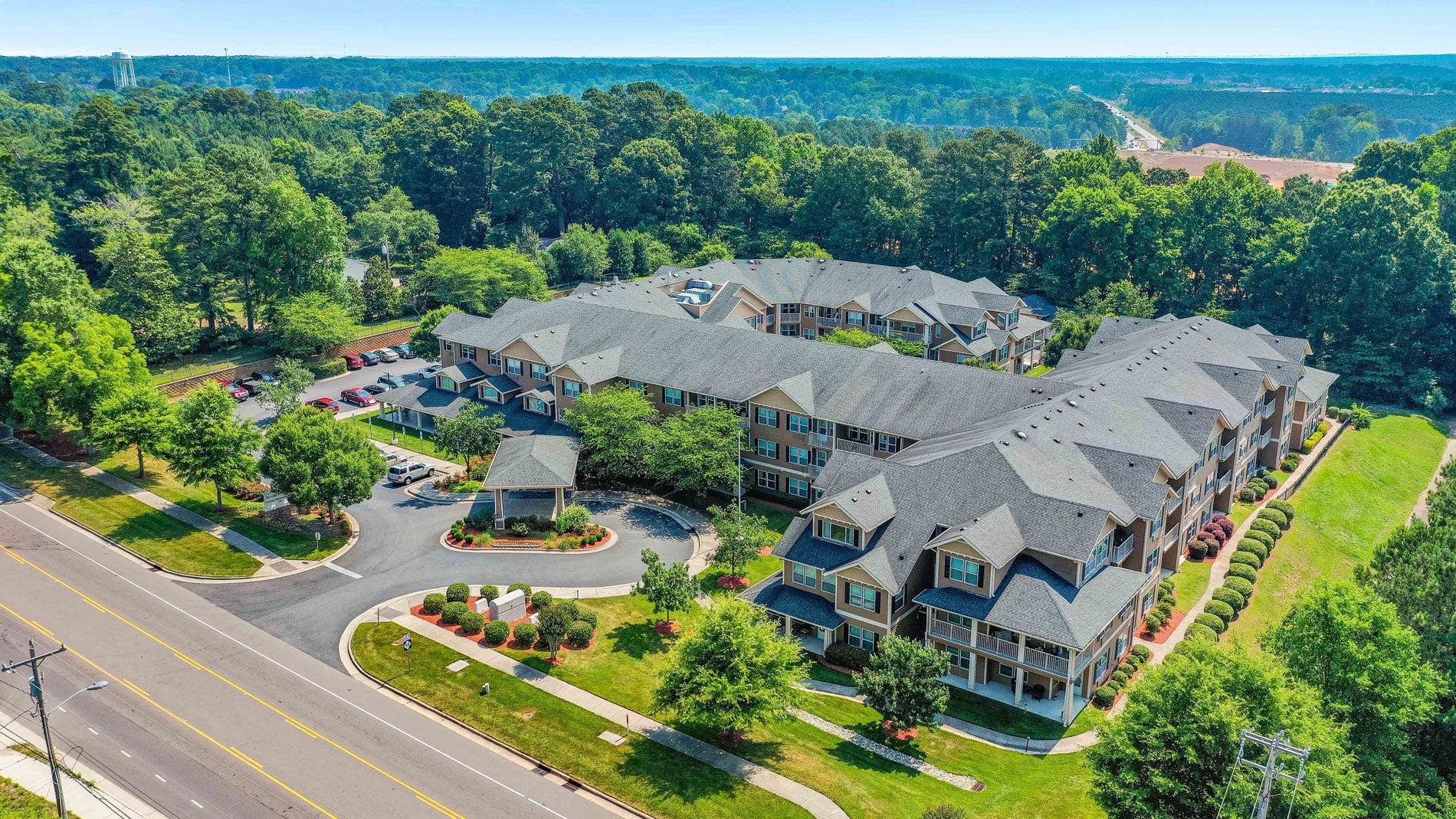 Exterior view of The Lodge at Wake Forest Gracious Retirement Living