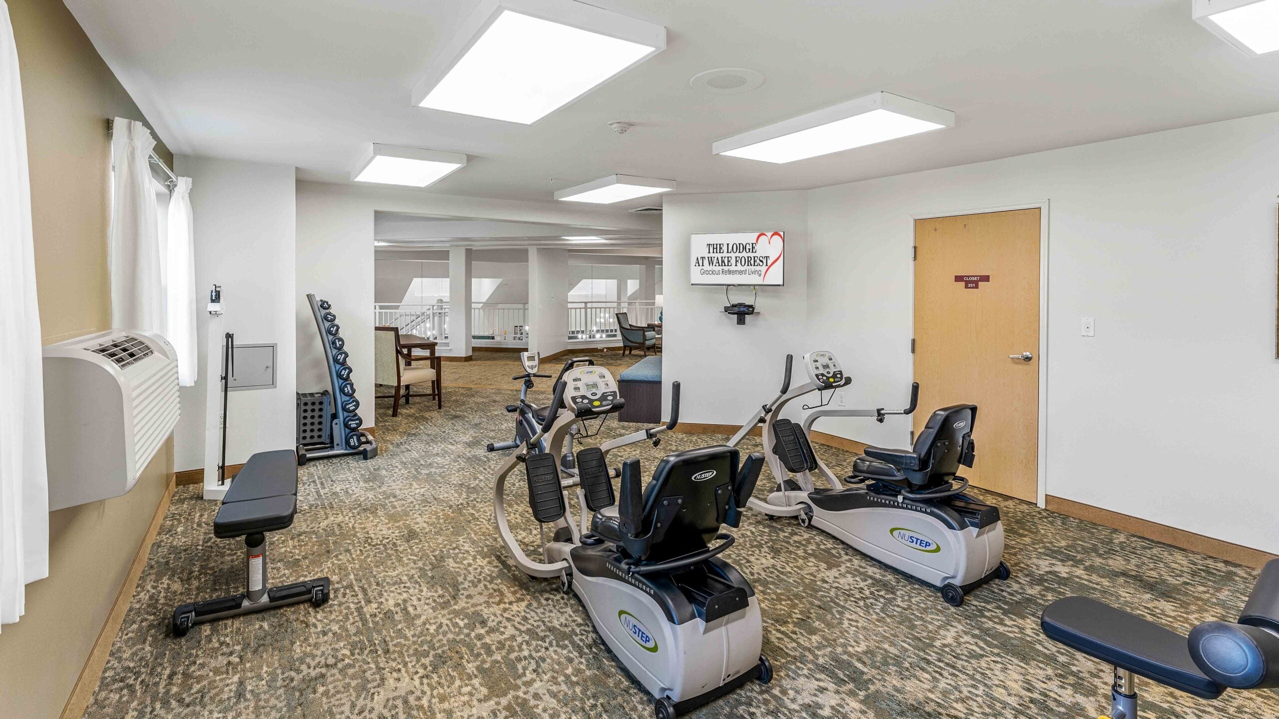 The fitness center at The Lodge at Wake Forest