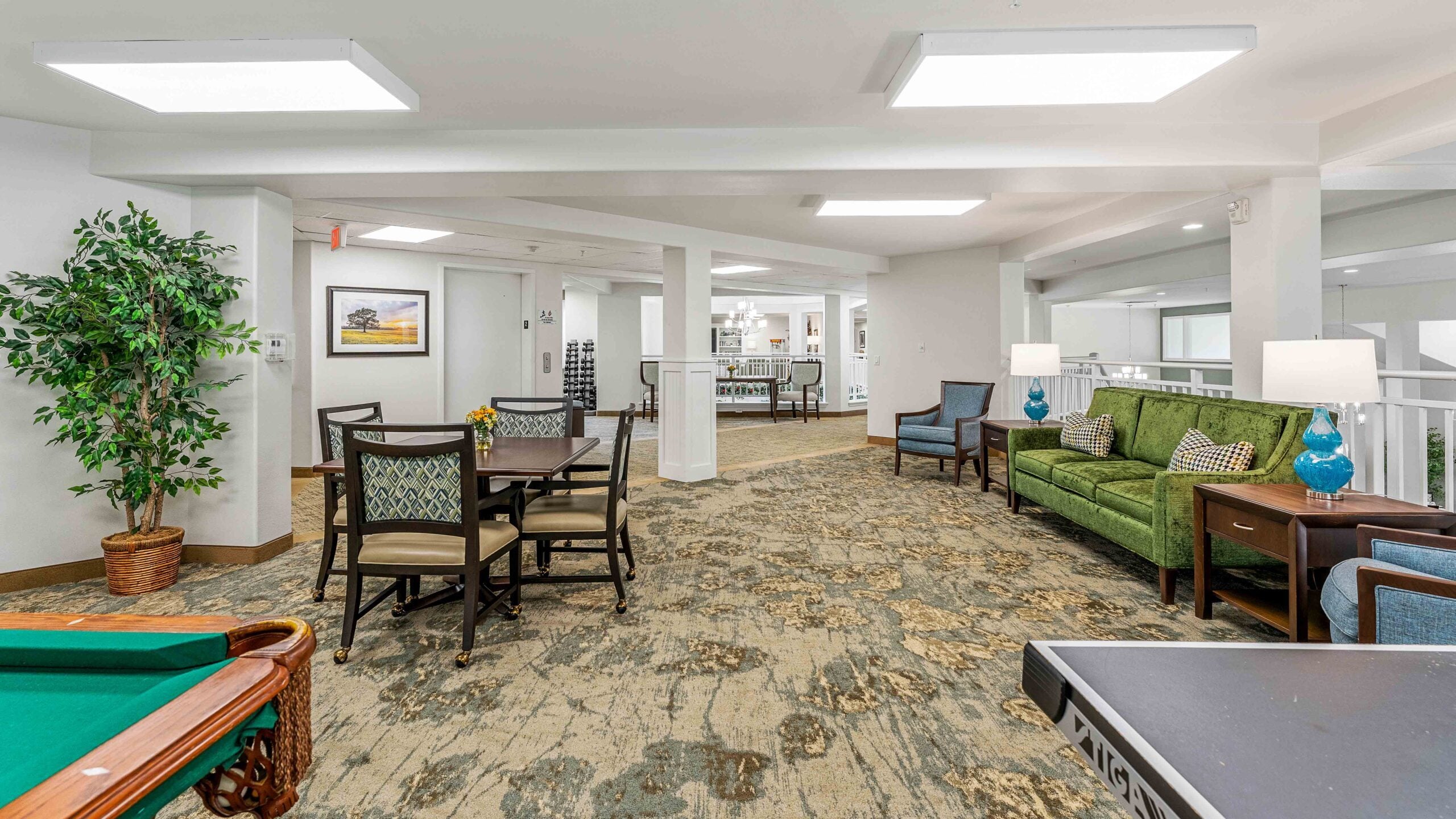 The game room at The Lodge at Wake Forest