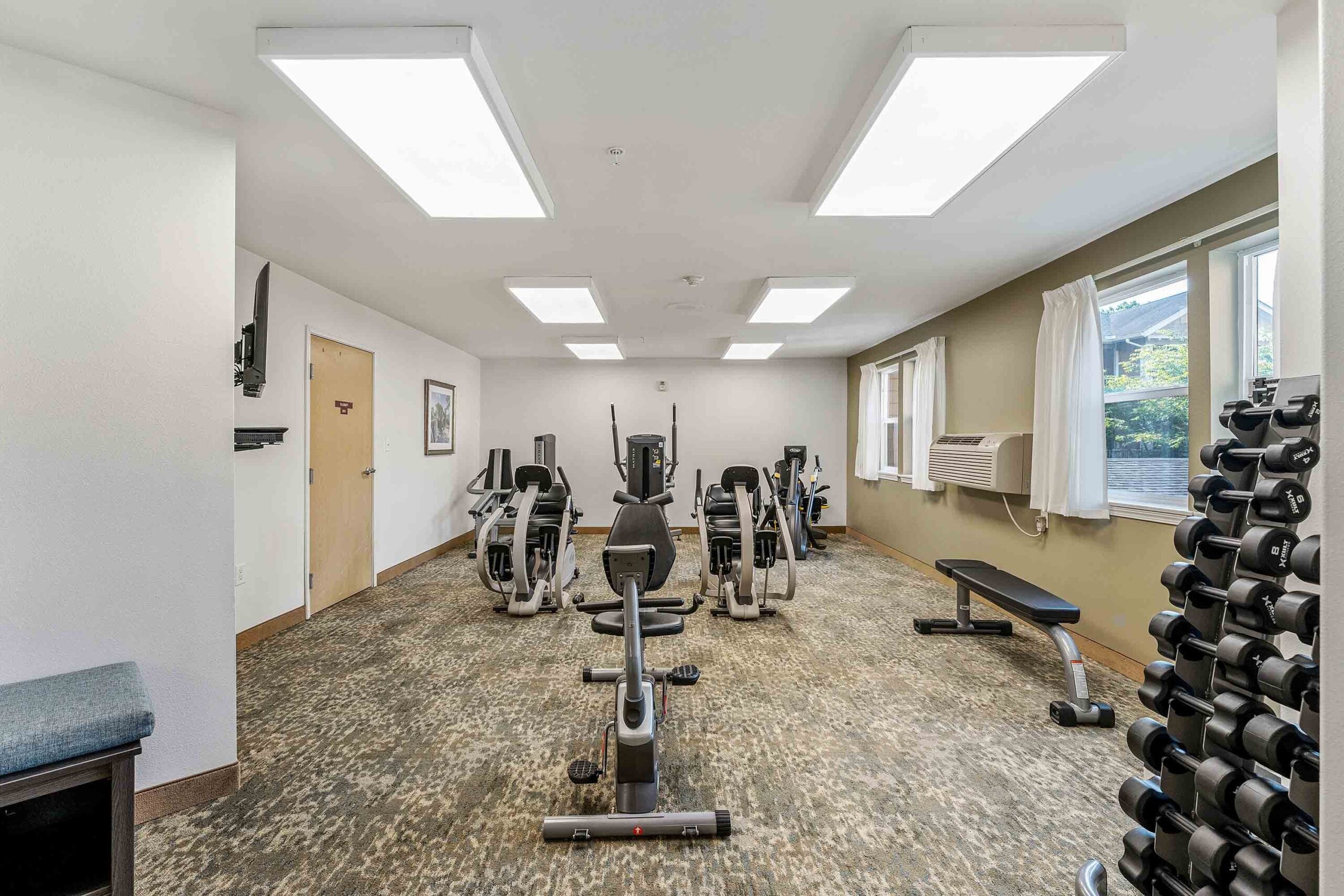 The fitness center at The Lodge at Wake Forest