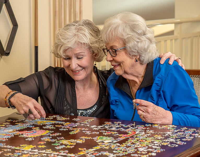 Residents and team members spending time together at The Lodge at Wake Forest